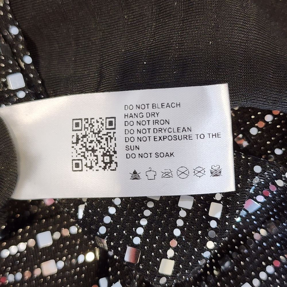 Cider Silver Sequin Metallic Button Up Long Sleeve Mini Dress Black Large - Picture 11 of 12